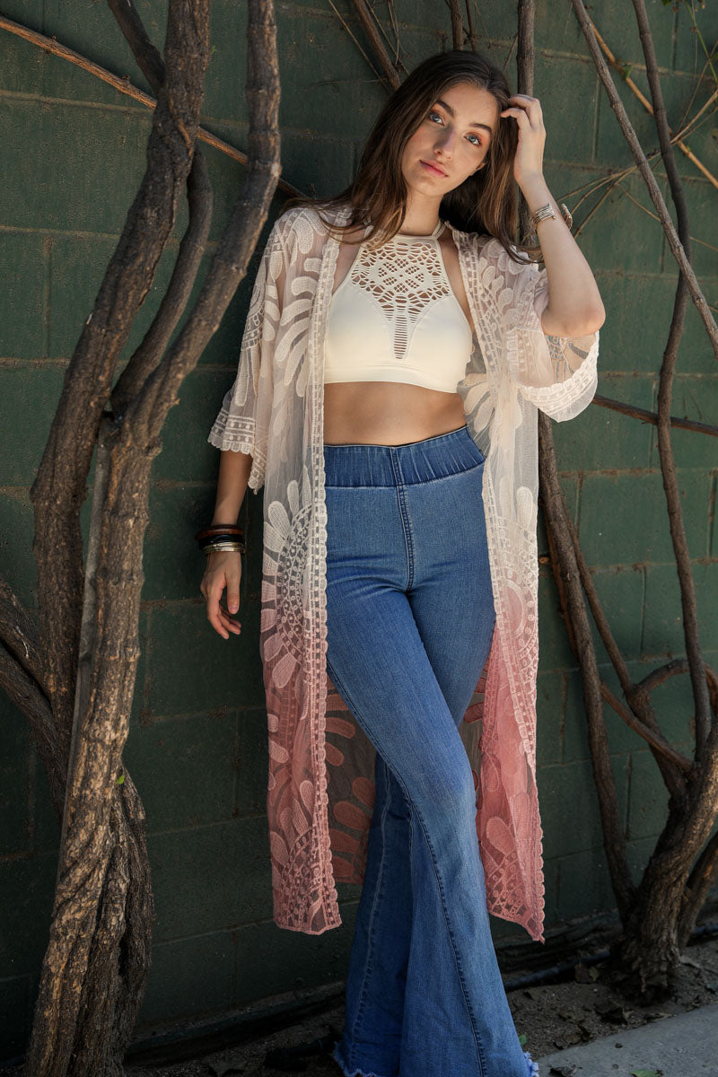 Ombre Bohemian Lace Kimono Kimono Leto Collection   