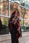 Open Sleeve Classic Plaid Ruana Ponchos Leto Collection   