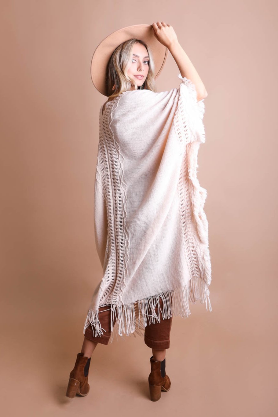 Open Work Frayed Bohemian Ruana - NeoKira Unlimited