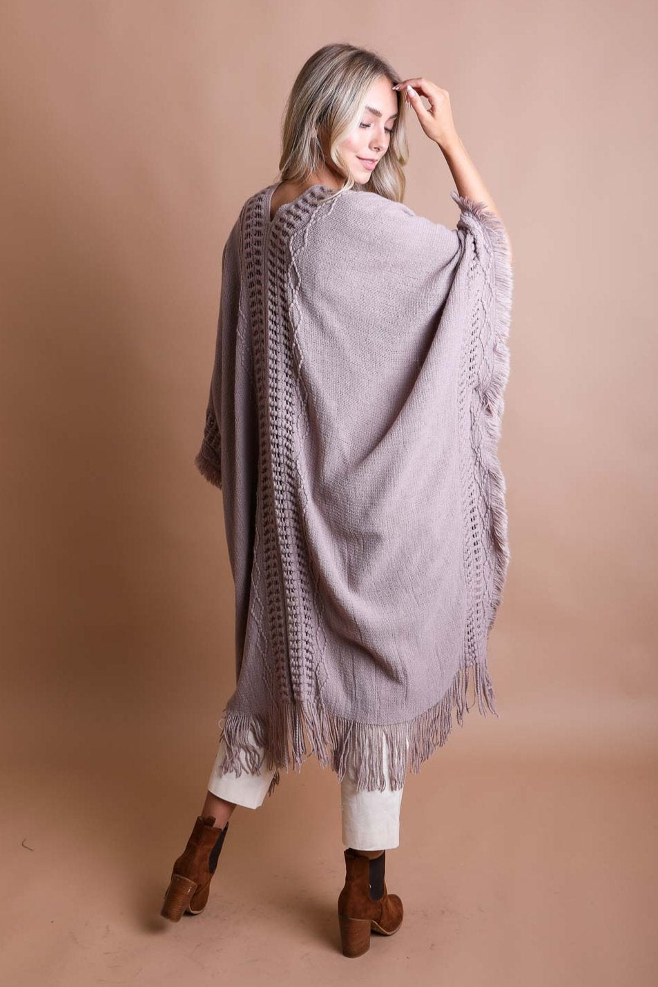 Open Work Frayed Bohemian Ruana - NeoKira Unlimited