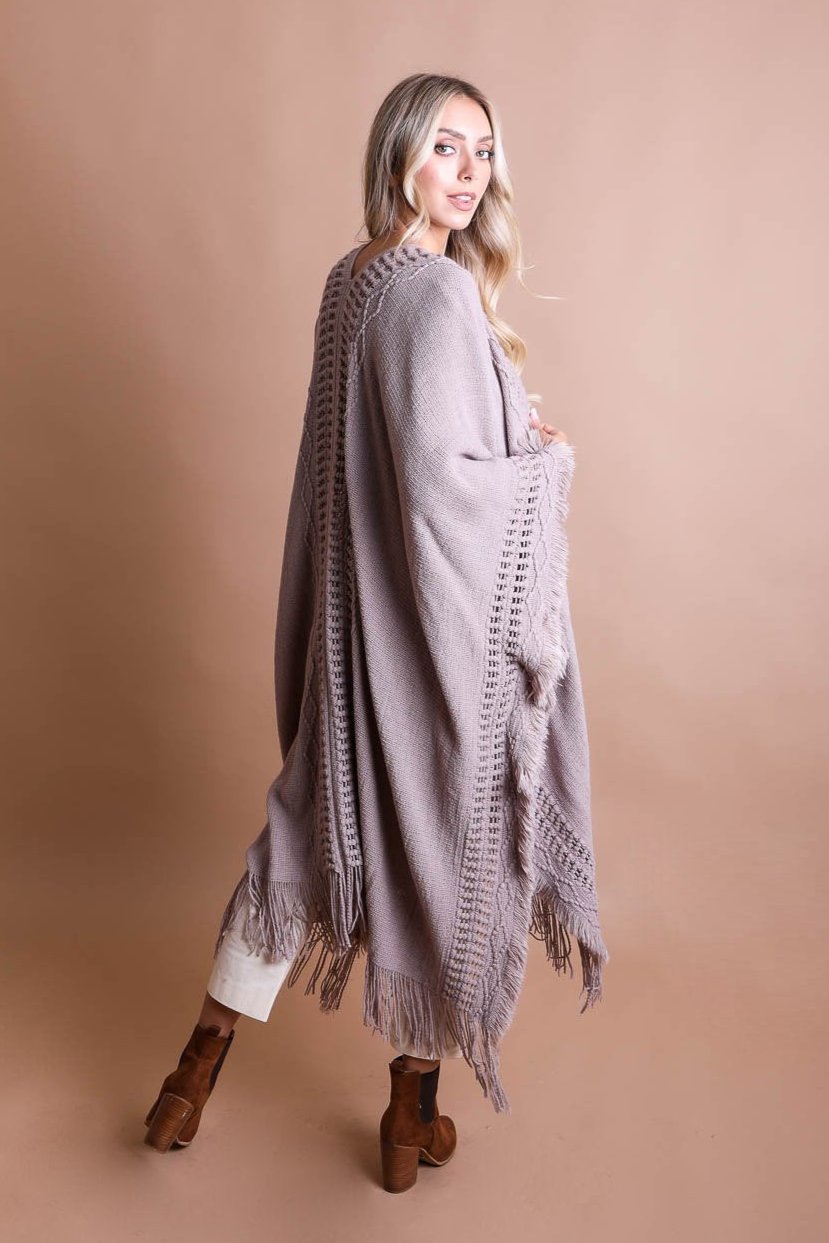 Open Work Frayed Bohemian Ruana - NeoKira Unlimited