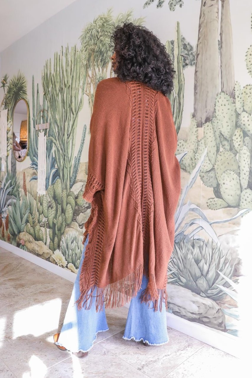 Open Work Frayed Bohemian Ruana - NeoKira Unlimited