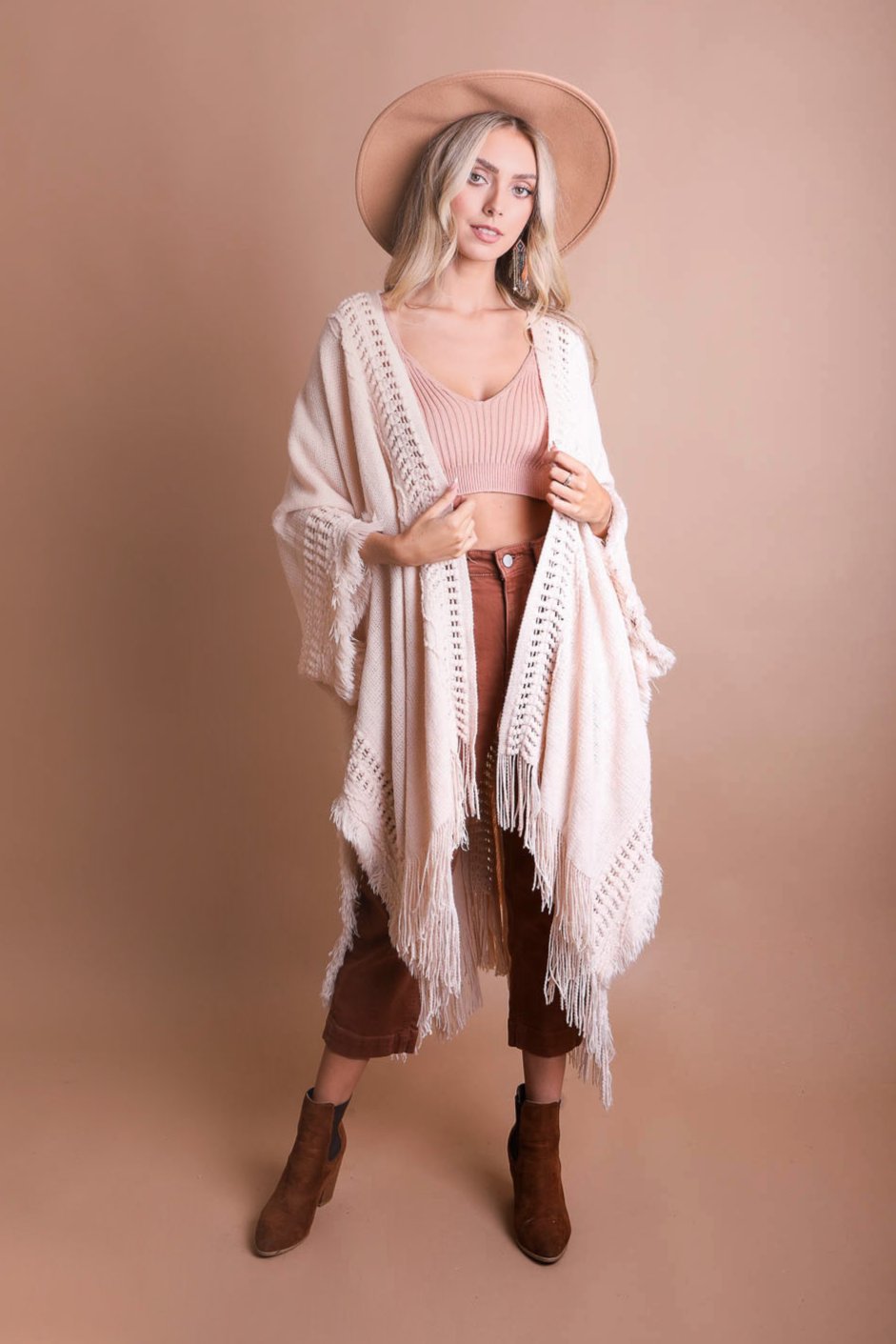 Open Work Frayed Bohemian Ruana - NeoKira Unlimited