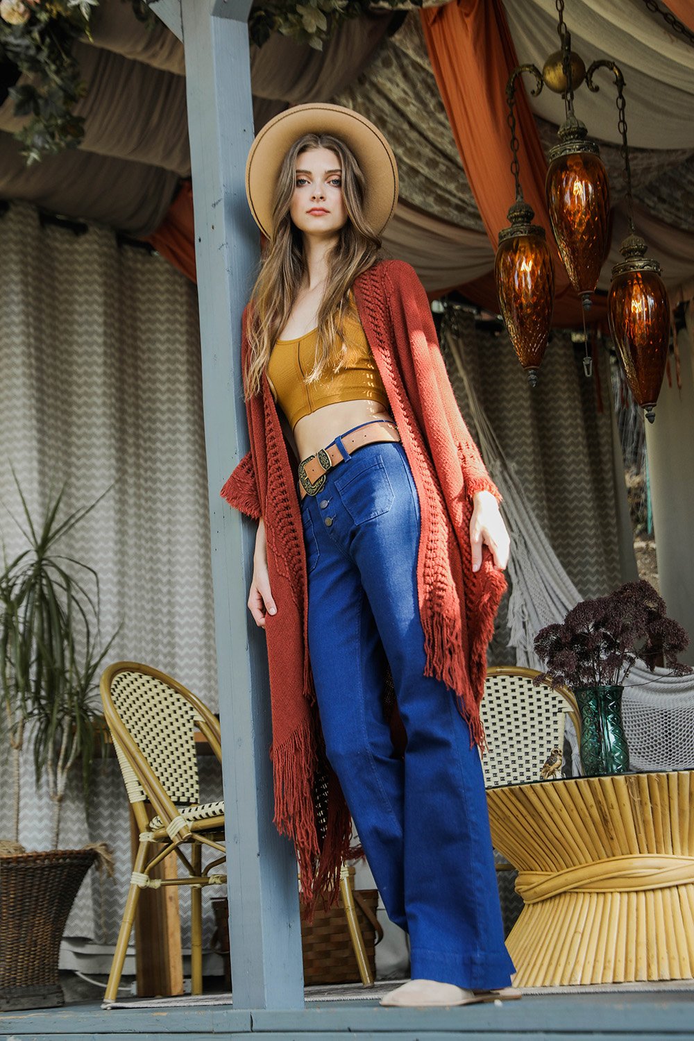 Open Work Frayed Bohemian Ruana - NeoKira Unlimited