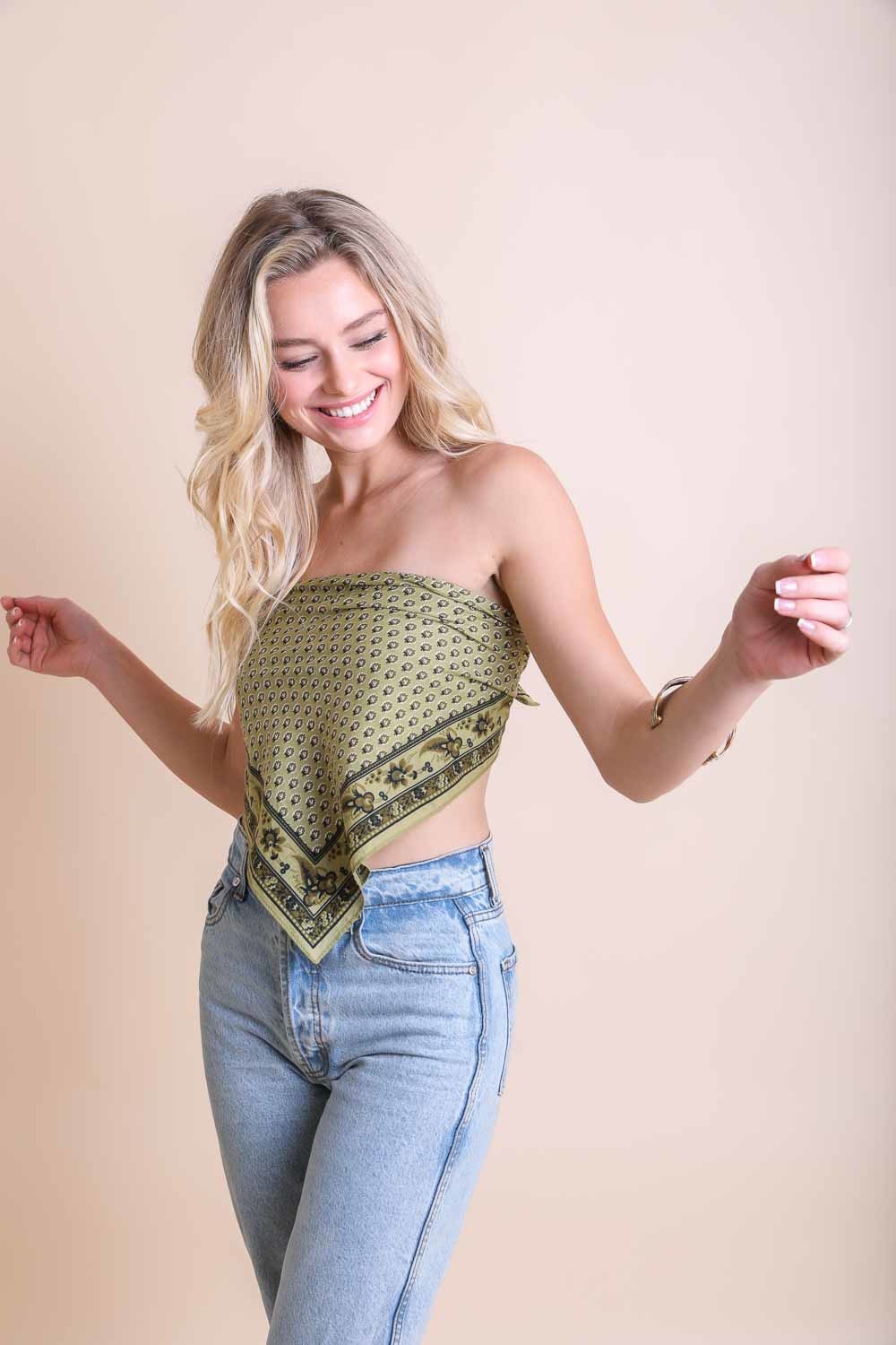 Oversized Luxe Cotton Bandana Bandanas Leto Collection Olive  