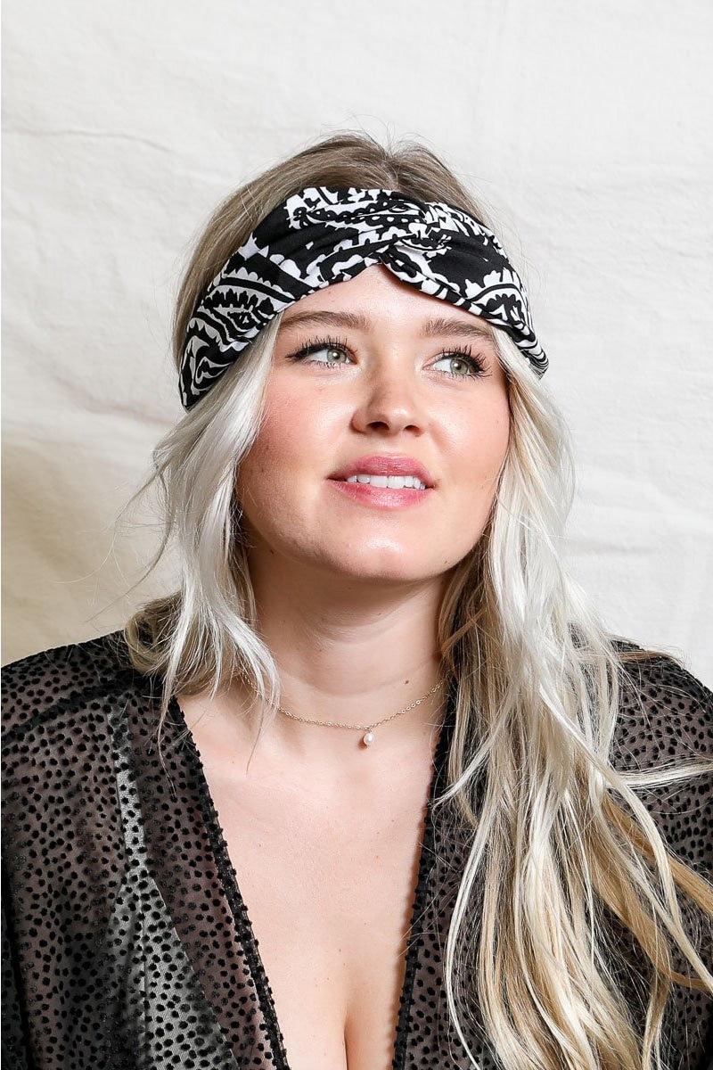 Paisley Boho Head Wrap Headwrap Leto Collection Black  