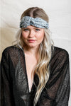 Paisley Boho Head Wrap Headwrap Leto Collection Blue Gray  