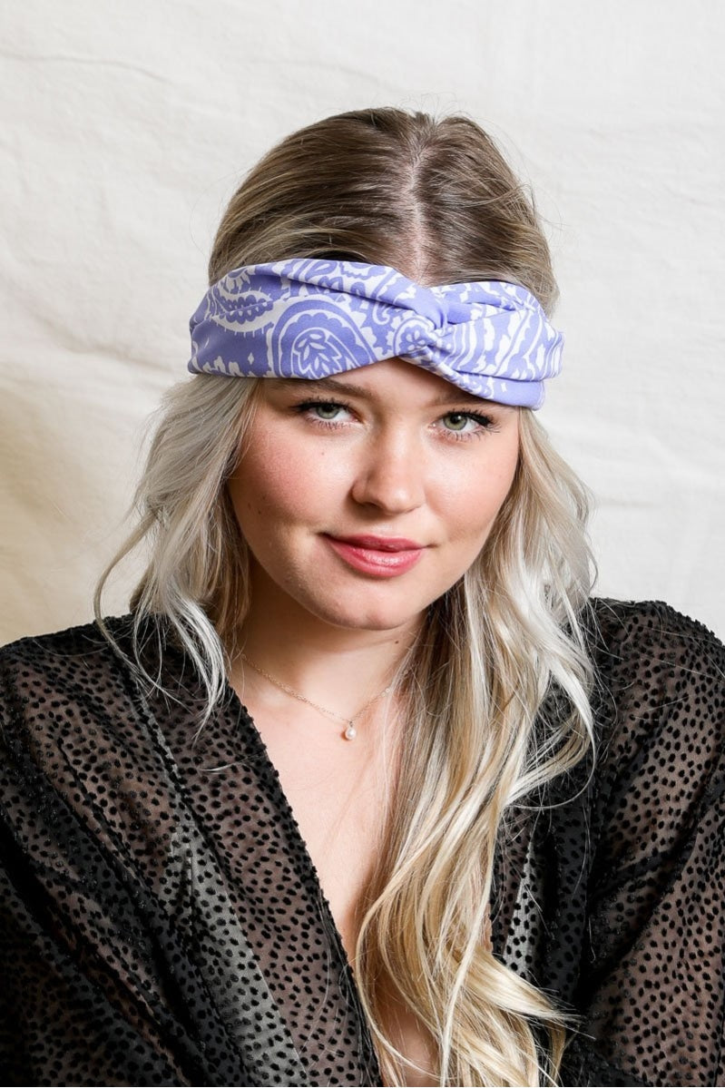 Paisley Boho Head Wrap Headwrap Leto Collection Lavender  