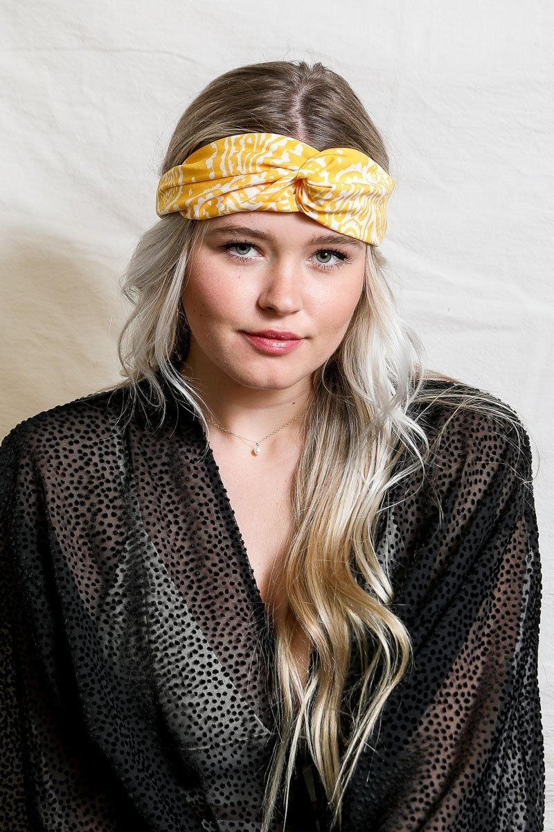 Paisley Boho Head Wrap Headwrap Leto Collection Mustard  