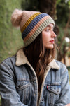 Pastel Stripe Knit Pom Beanie Beanies Leto Collection Pink  