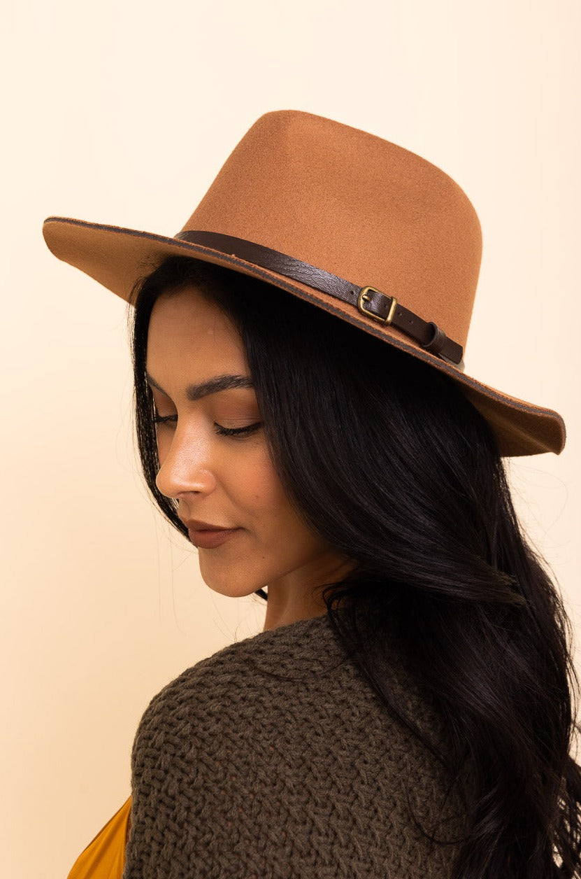 Pinched Front Western Style Hat Hats Leto Collection Camel  