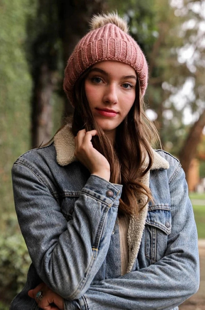 Soft Rib Knit Pom Beanie Beanies Leto Collection   