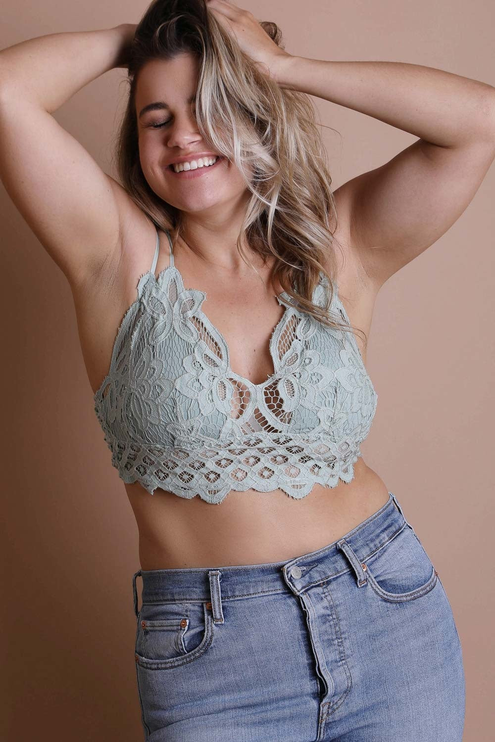 Plus Crochet Lace Longline Bralette Bralette Leto Collection   