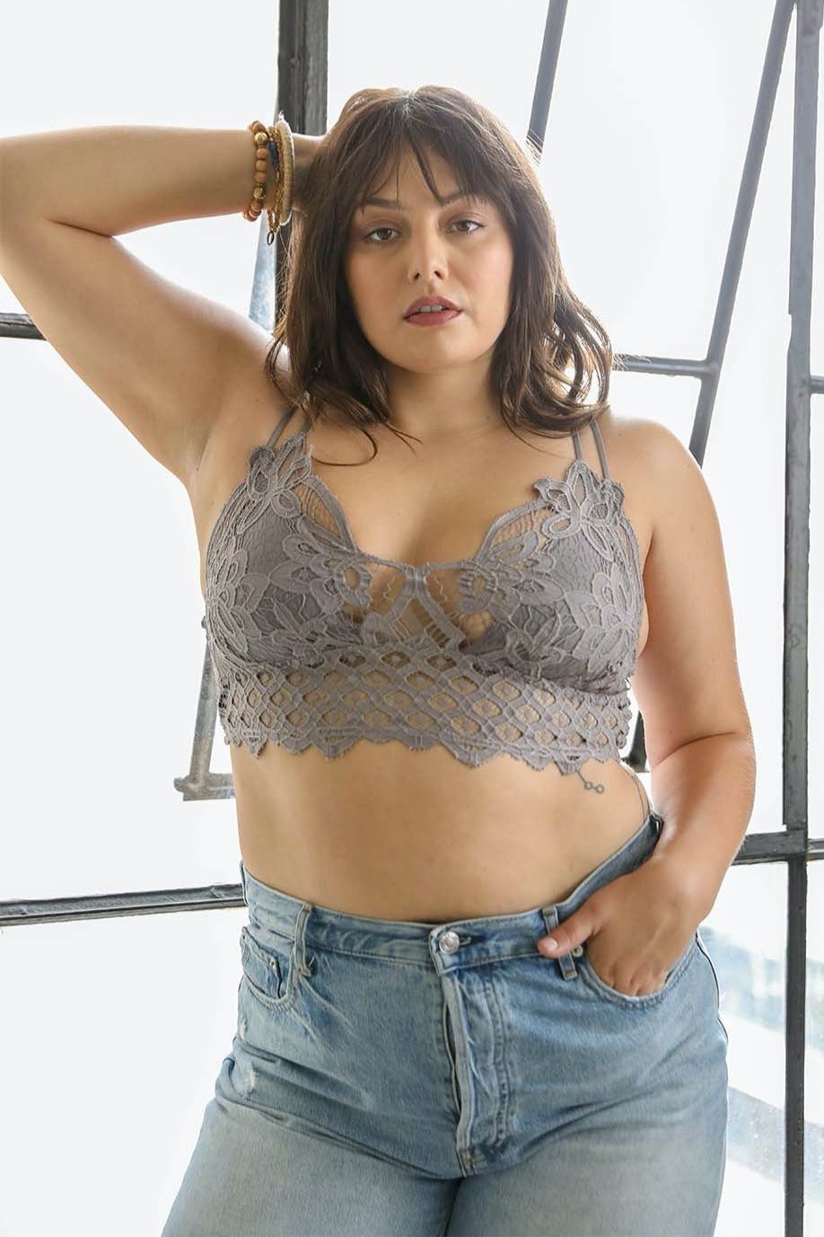 Plus Crochet Lace Longline Bralette - NeoKira Unlimited