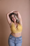 Plus Crochet Lace Longline Bralette Bralette Leto Collection Mustard  