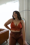 Plus Crochet Lace Longline Bralette Bralette Leto Collection Rust  