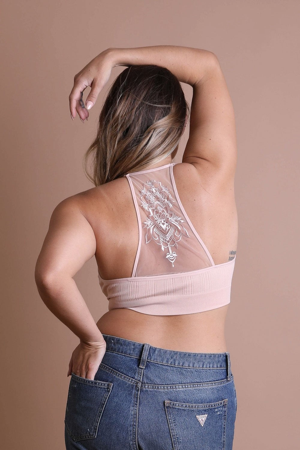 Plus Size Tattoo Back Bralette Bralette Plus Leto Collection 1X2X Blush 