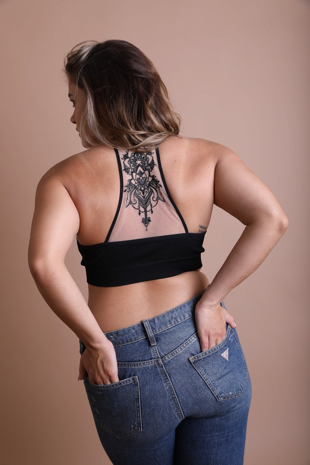 Plus Size Tattoo Back Bralette Bralette Plus Leto Collection 1X2X Black 