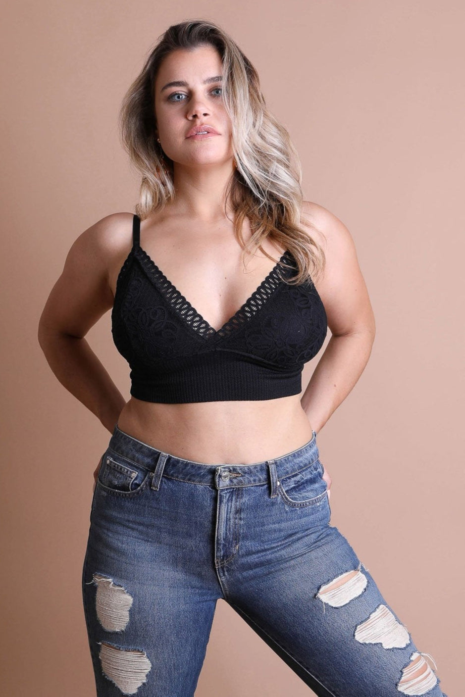 Waistband Loop Lace Brami Plus Size – Elegant Stretchy Lace Cami - NeoKira Unlimited