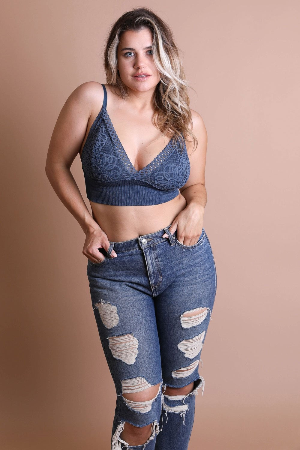 Waistband Loop Lace Brami Plus Size – Elegant Stretchy Lace Cami - NeoKira Unlimited