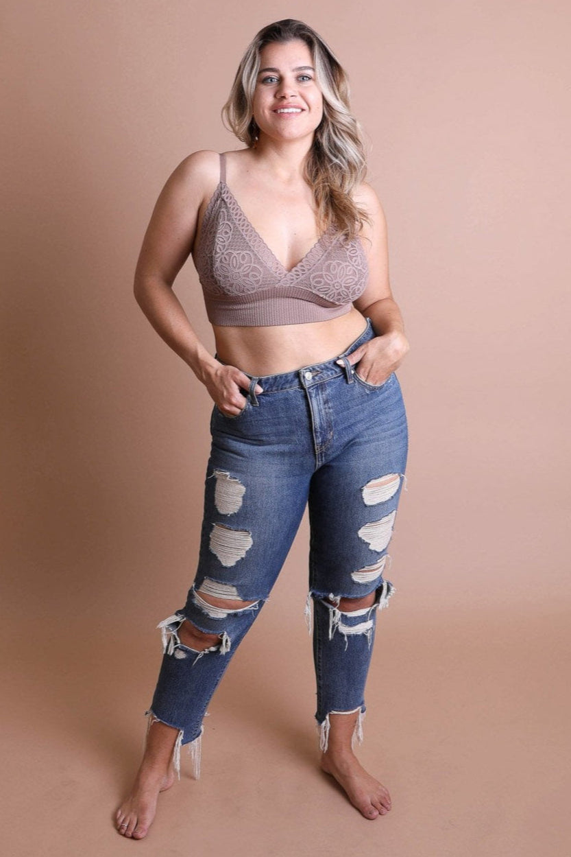 Waistband Loop Lace Brami Plus Size – Elegant Stretchy Lace Cami - NeoKira Unlimited