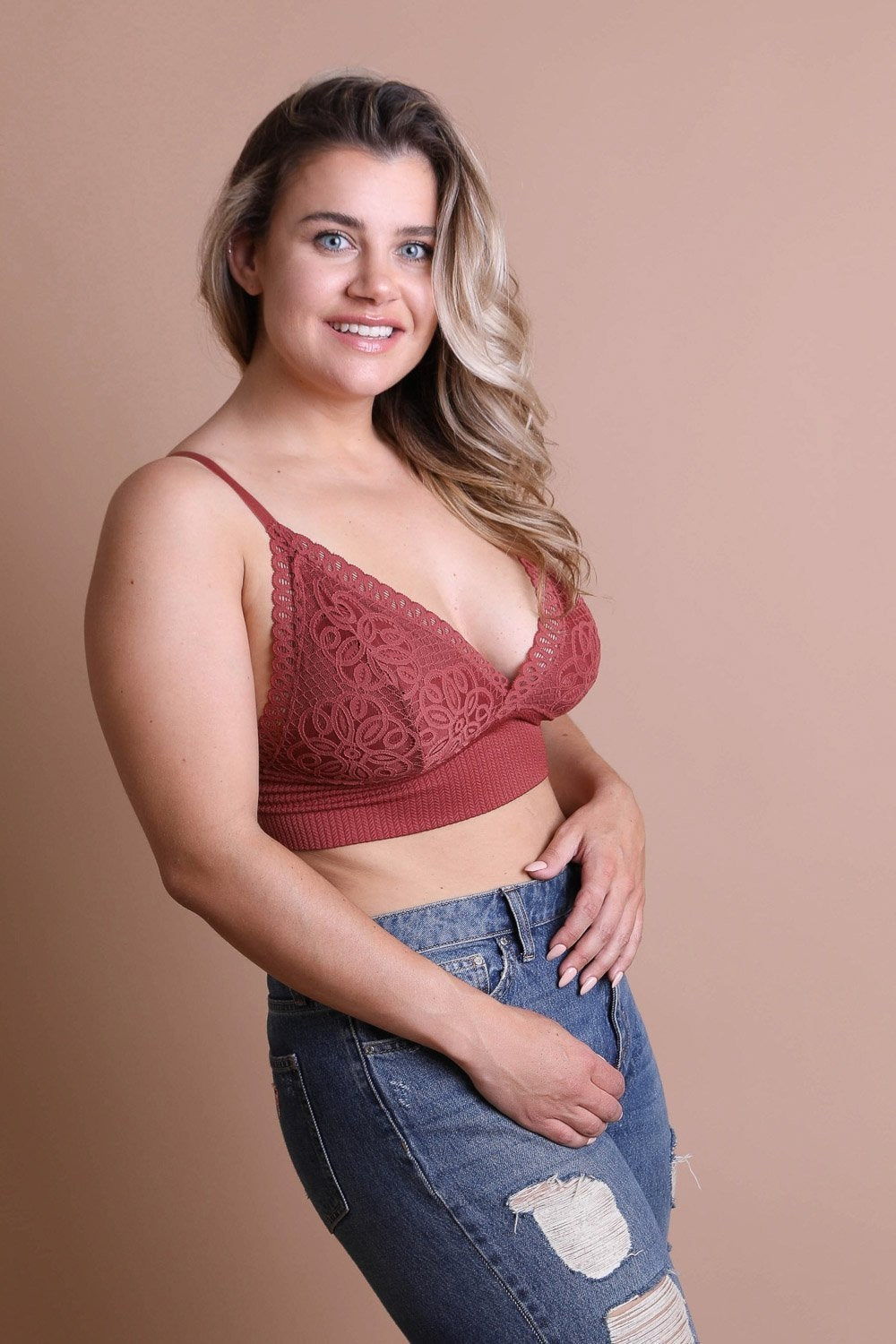 Waistband Loop Lace Brami Plus Size – Elegant Stretchy Lace Cami - NeoKira Unlimited