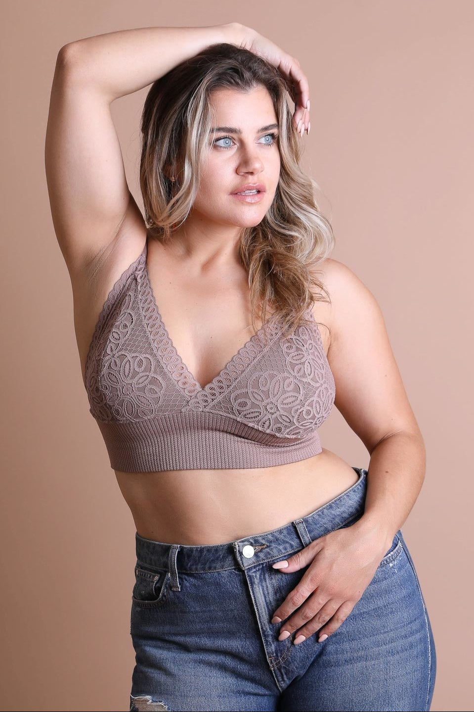 Waistband Loop Lace Brami Plus Size – Elegant Stretchy Lace Cami - NeoKira Unlimited