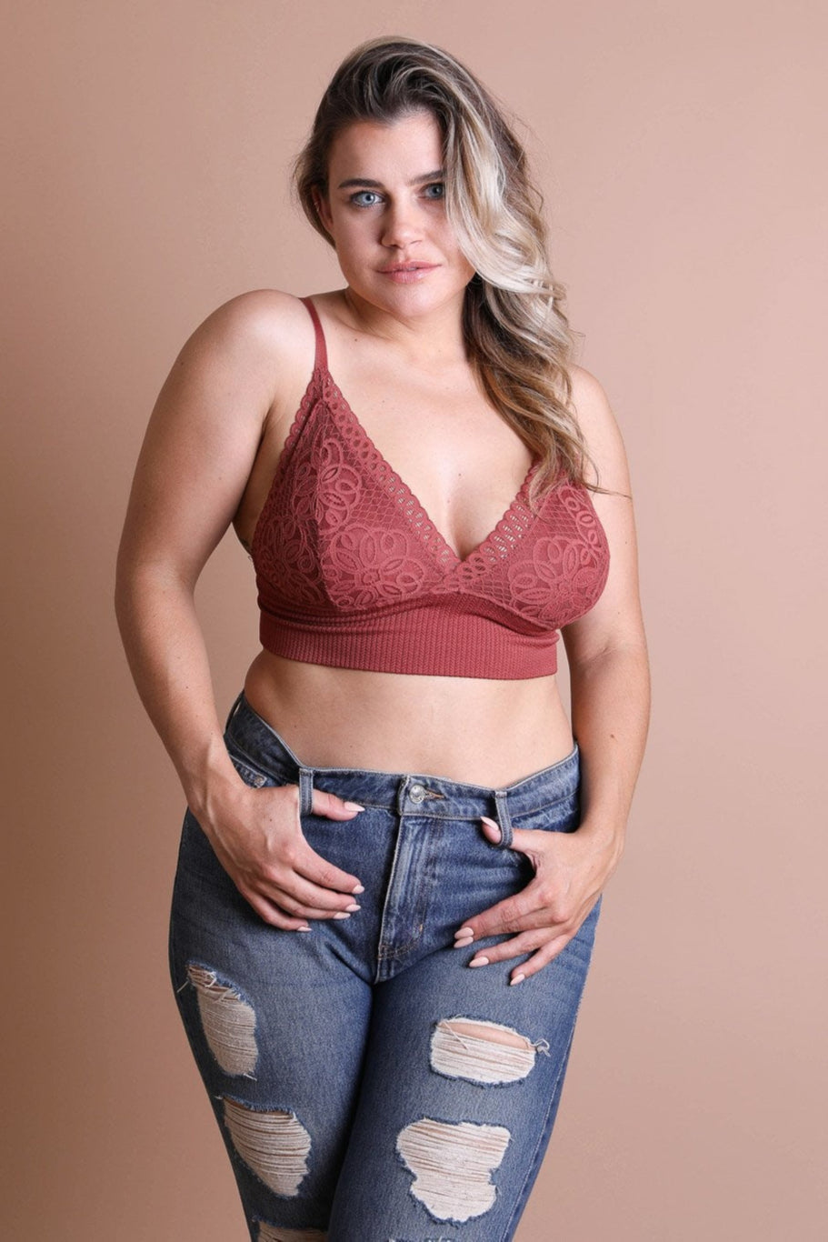 Waistband Loop Lace Brami Plus Size – Elegant Stretchy Lace Cami - NeoKira Unlimited
