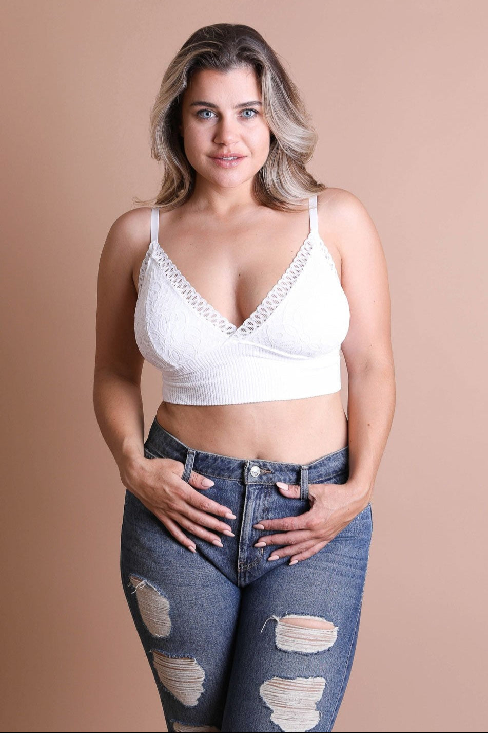 Waistband Loop Lace Brami Plus Size – Elegant Stretchy Lace Cami - NeoKira Unlimited