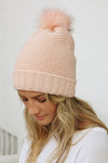 Pom Beanie with Faux Sherpa Lining Beanies Leto Collection   