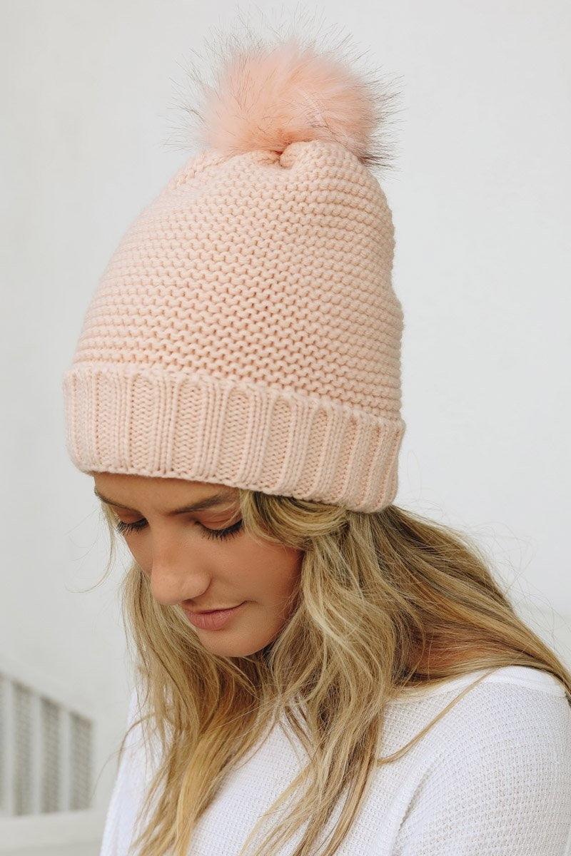 Pom Beanie with Faux Sherpa Lining - NeoKira Unlimited