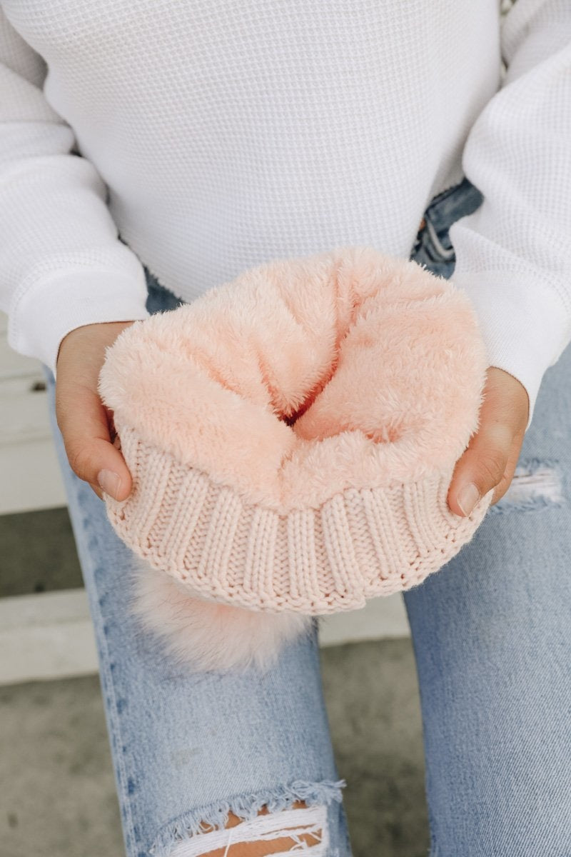 Pom Beanie with Faux Sherpa Lining - NeoKira Unlimited
