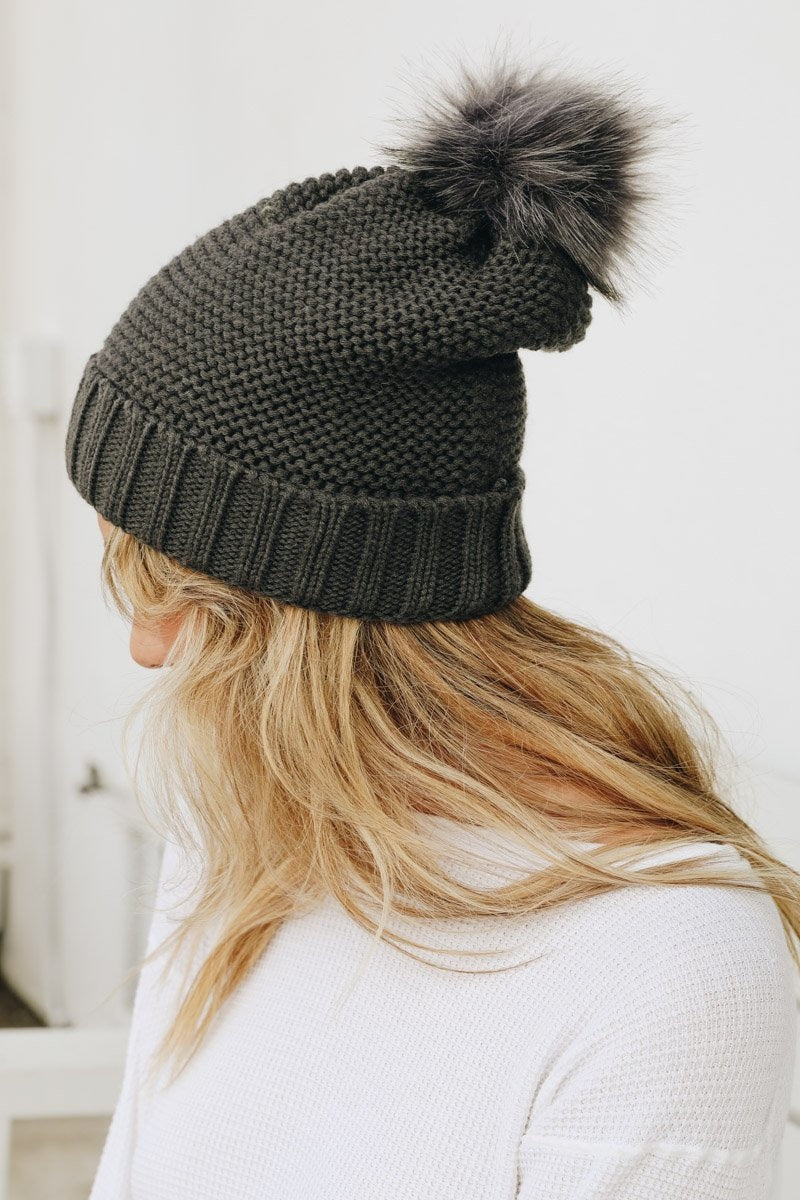 Pom Beanie with Faux Sherpa Lining - NeoKira Unlimited