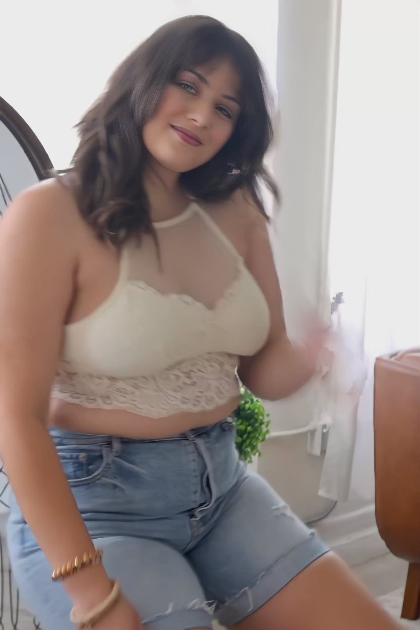 High Neck Netted Lace Bralette Plus - NeoKira Unlimited