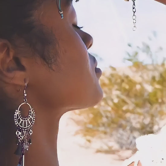 Dangling Rose Quartz & Fringe Earrings - NeoKira Unlimited