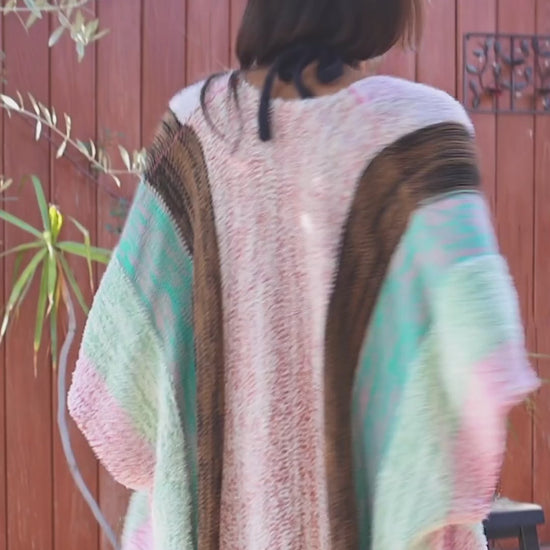 Multi-color Striped Tassel Poncho - NeoKira Unlimited