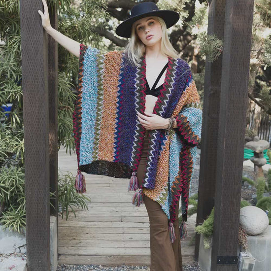 Cuddle Season Crochet Patterned Ruana - NeoKira Unlimited