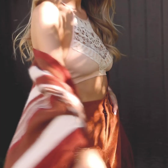 Striped Frayed Edge Ruana - NeoKira Unlimited