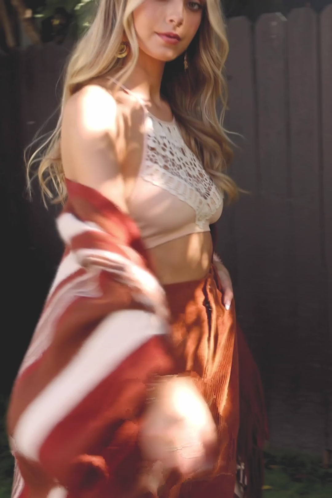 Striped Frayed Edge Ruana - NeoKira Unlimited