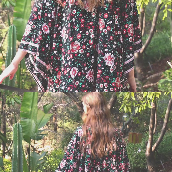 Floral Front Tie Kimono Wrap - NeoKira Unlimited