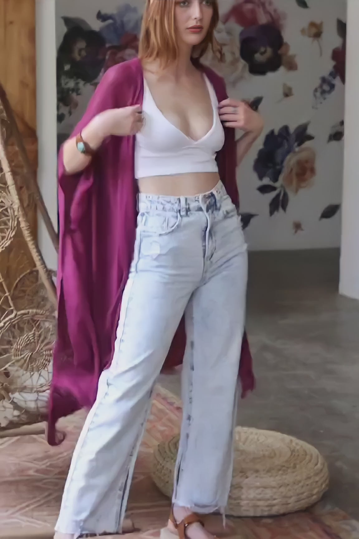 Summer Frayed Trim Kimono - NeoKira Unlimited