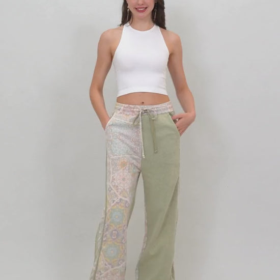 Boho Contrast Pants – Mismatched Legs & Tie-Waist for Lounging - NeoKira Unlimited