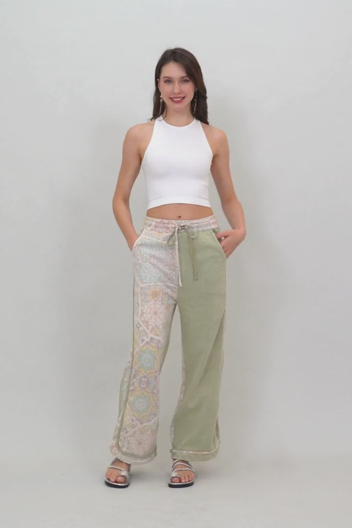 Boho Contrast Pants – Mismatched Legs & Tie-Waist for Lounging - NeoKira Unlimited