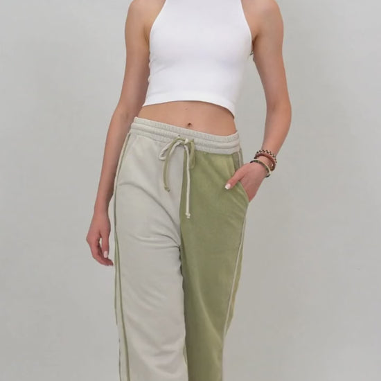 Breathable Wide-Leg Pants – Olive Two-Tone Straight Fit - NeoKira Unlimited