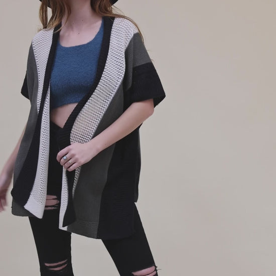 Multi-colored Striped Knit Poncho ❤ - NeoKira Unlimited