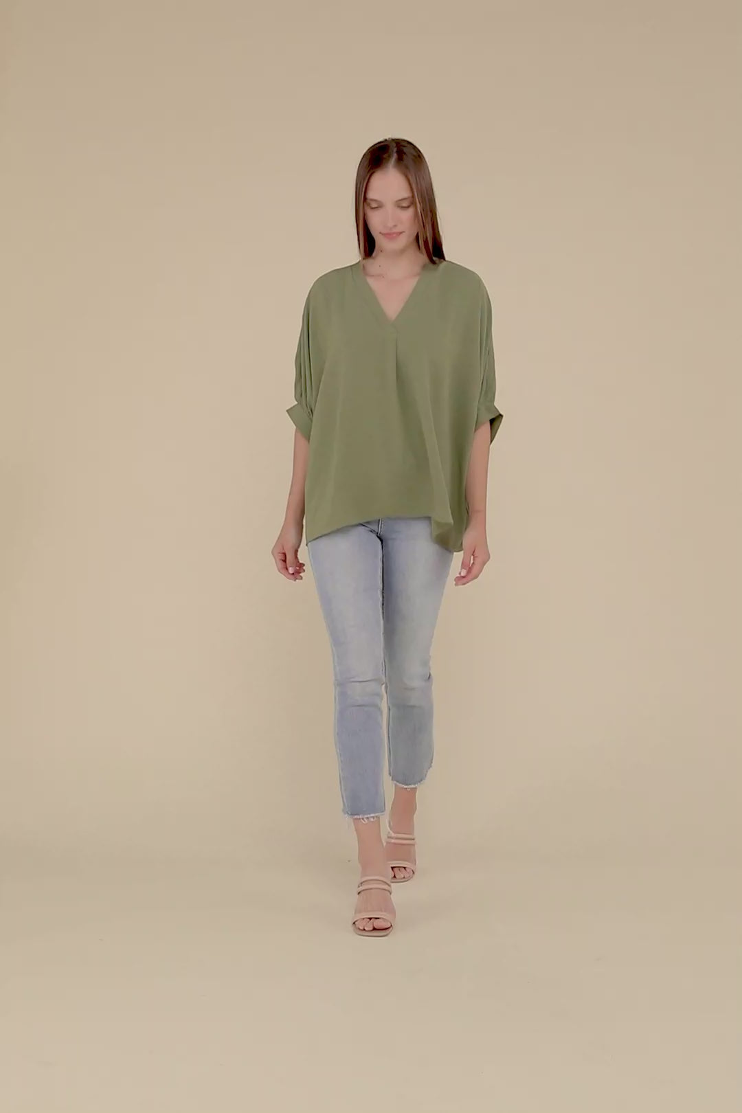 Woven Airflow V-Neck Puff Half Sleeve Top - NeoKira Unlimited