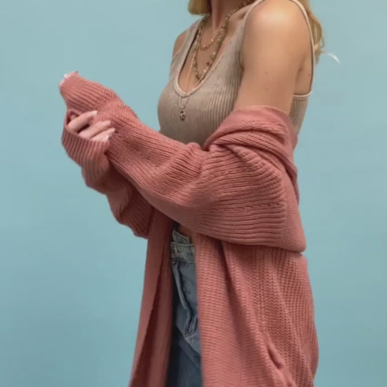 Cozy Open-Front Waffle Knit Long Cardigan - Winter Staple ⛄ - NeoKira Unlimited