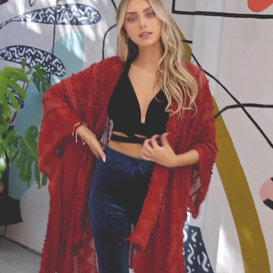 Soft Embroidered Zig Zag Kimono - NeoKira Unlimited