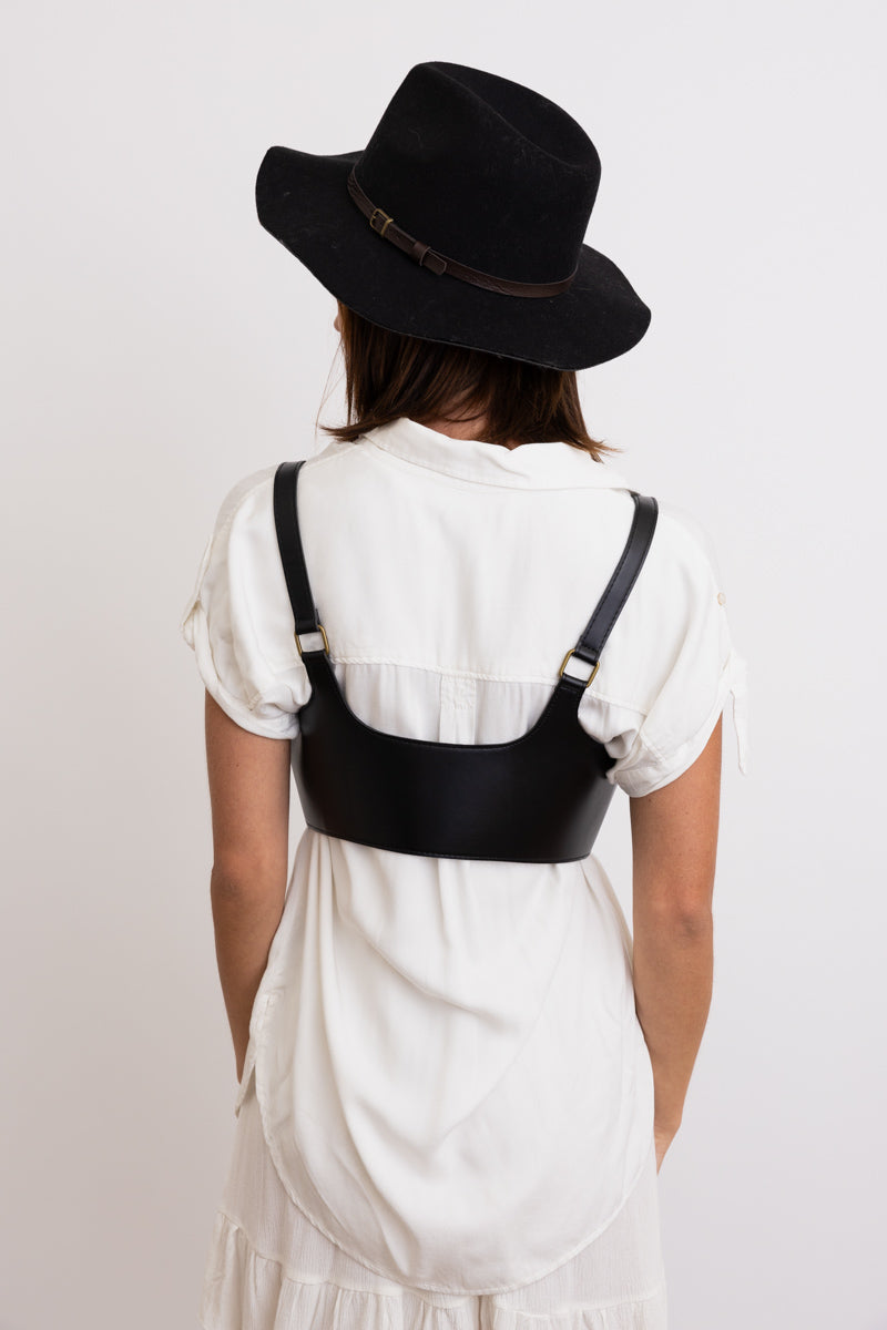 Punk Style Black Leather Harness Belt - Adjustable Straps - NeoKira Unlimited