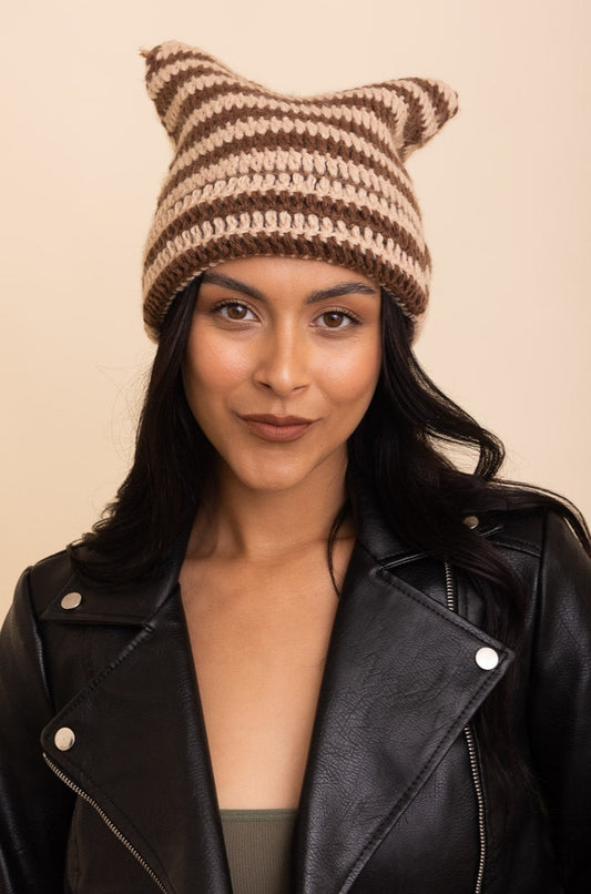 Purrfectly Cozy Cat Ear Crochet Beanie - NeoKira Unlimited